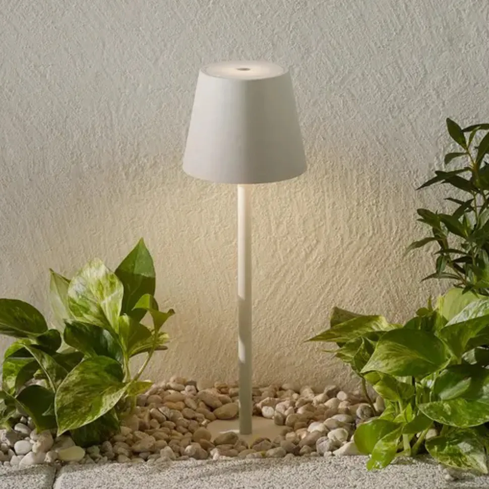 Zafferano Poldina LED jordspydslampe, genopladelig, grå