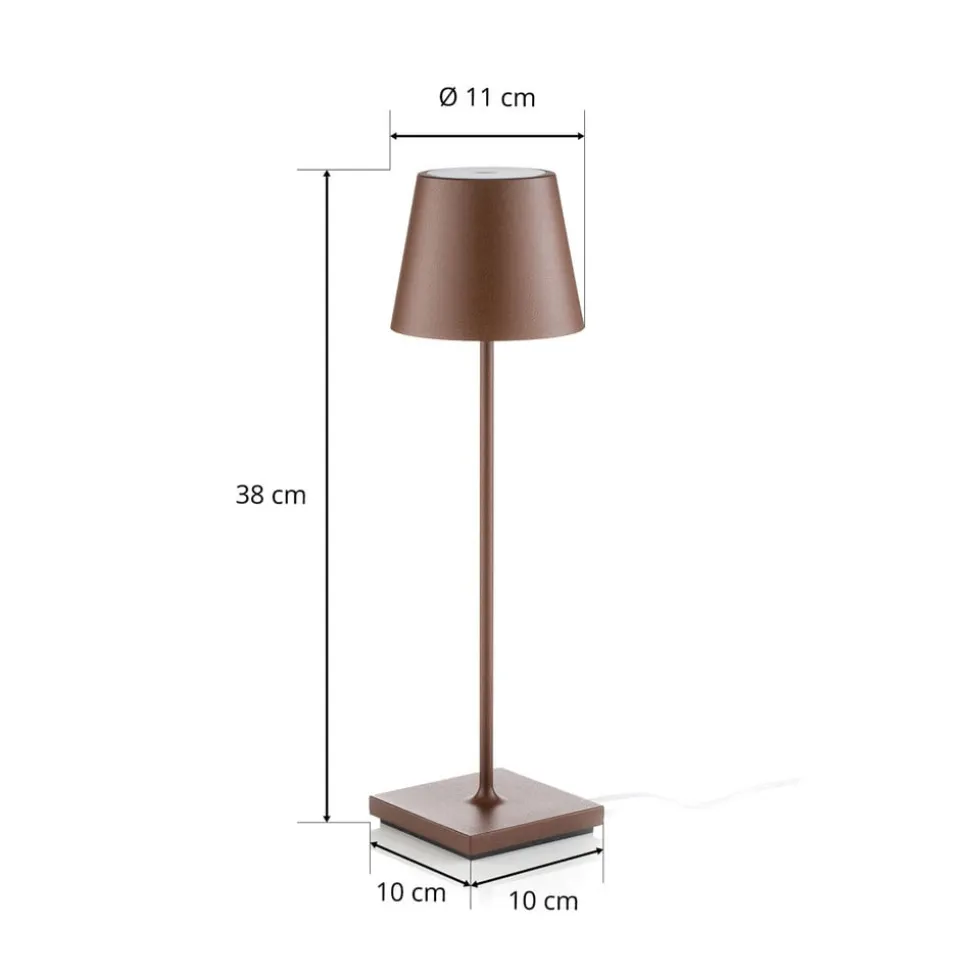 Zafferano Poldina LED-bordlampe med genopladeligt batteri, mat, brun