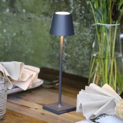 Zafferano Poldina micro akku-lampe, IP65 mørkegrå