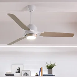 Zeus LED-loftventilator, med tre vinger, hvid-sølv